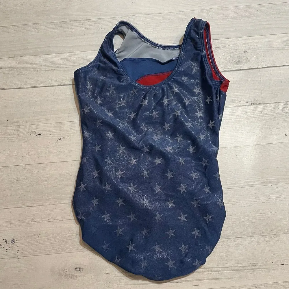 Motionwear‎ red white blue leotard child large 12/14